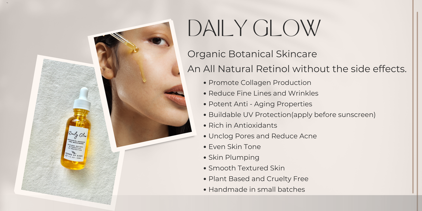 Bakuchiol Anti-Aging Face Serum Retinol Tretinoin Alternative with Buildable SPF Daily Glow | 1 oz